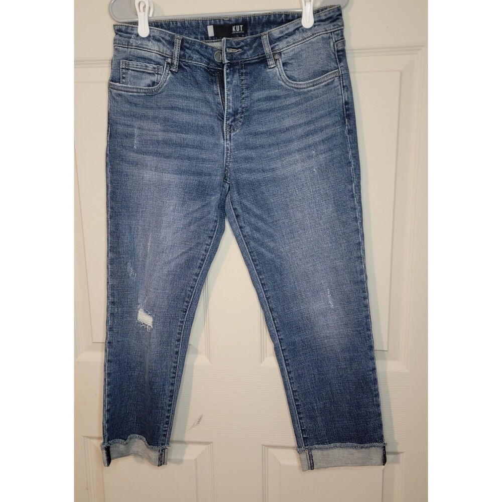 Kut from the Kloth Womens Jeans Asher Ankle Straight Leg Distressed Sz 6 29x26.5